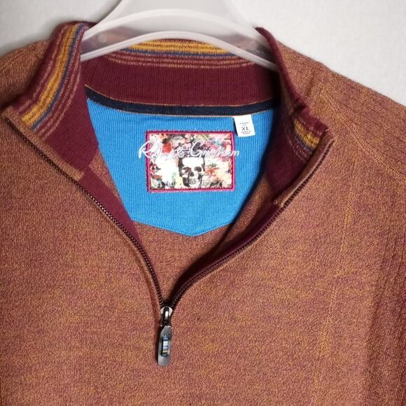 Robert Graham Class Fit Sweater Men's Multi Color 1/4 Zip Long Sleeve XL (Flaws) - Picture 5 of 11